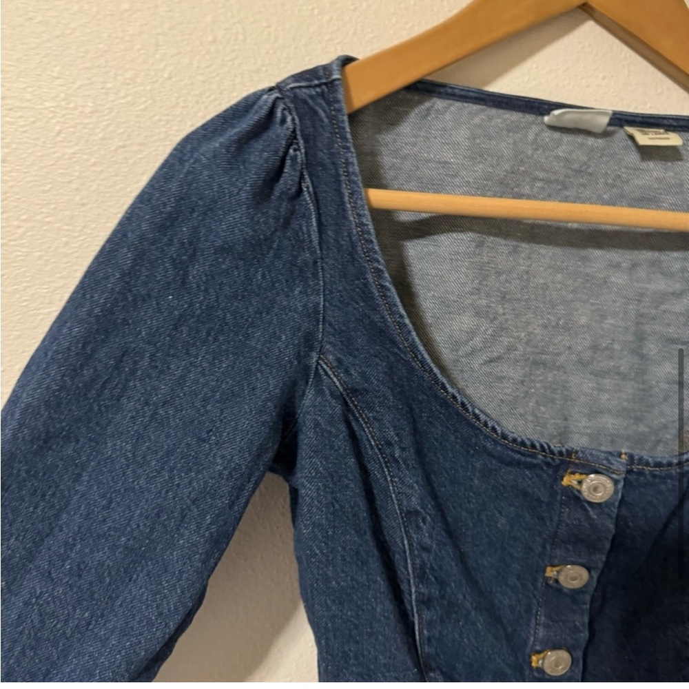 Levi’s Weston Denim Long Sleeve Cropped Blouse Dark Wash Western 2023-XS - Picture 5 of 11